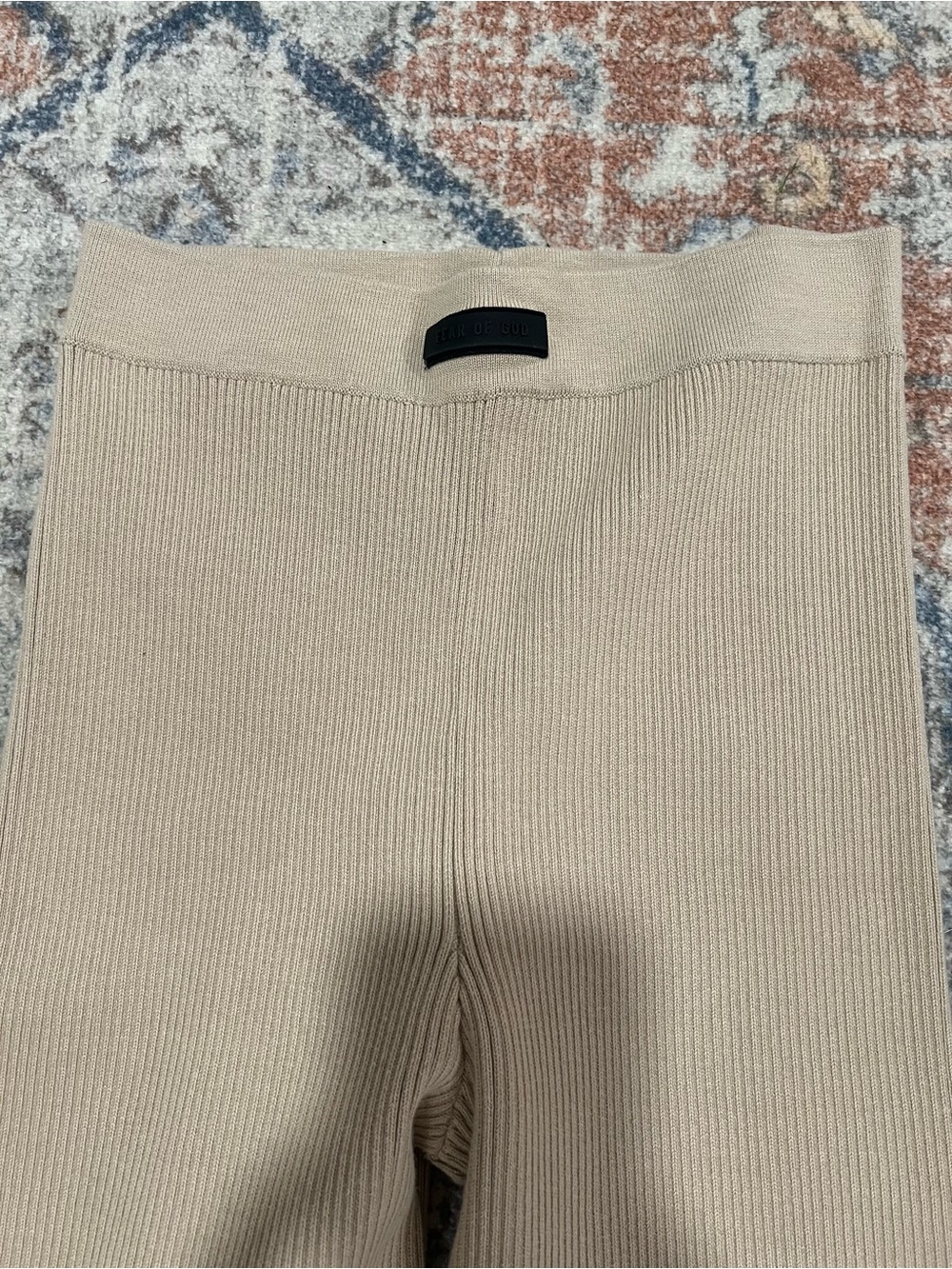 Essentials Fear of God Ribbed High-Rise Leggings in Beige - Picture 11 of 12